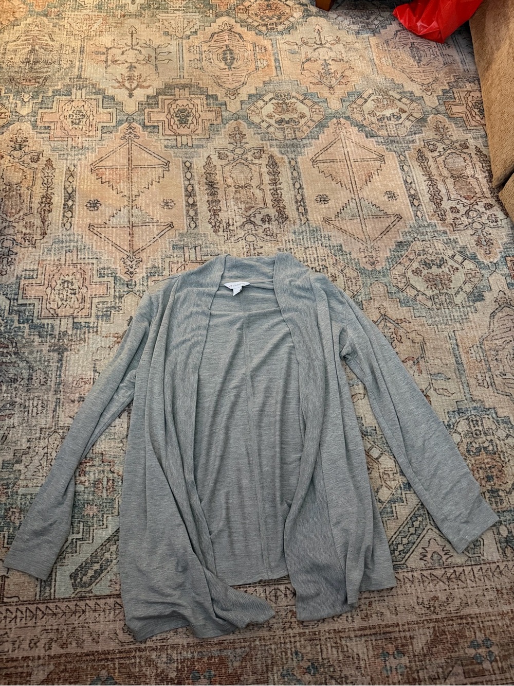 Light Gray r Open-Front Sweater Cardigan